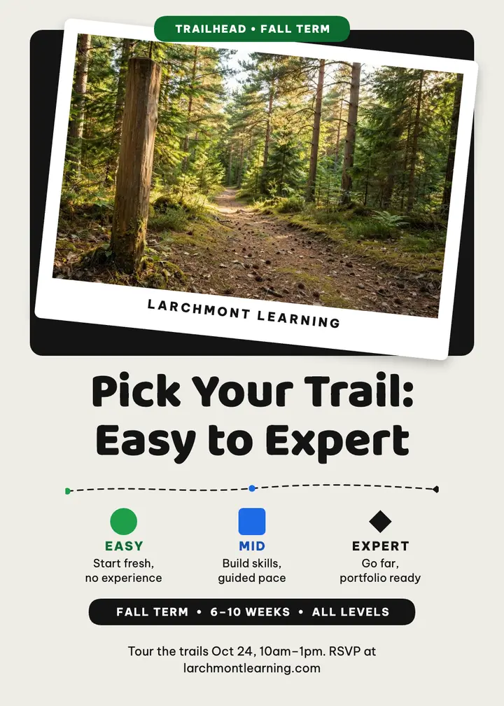 Larchmont Learning course trails invite template