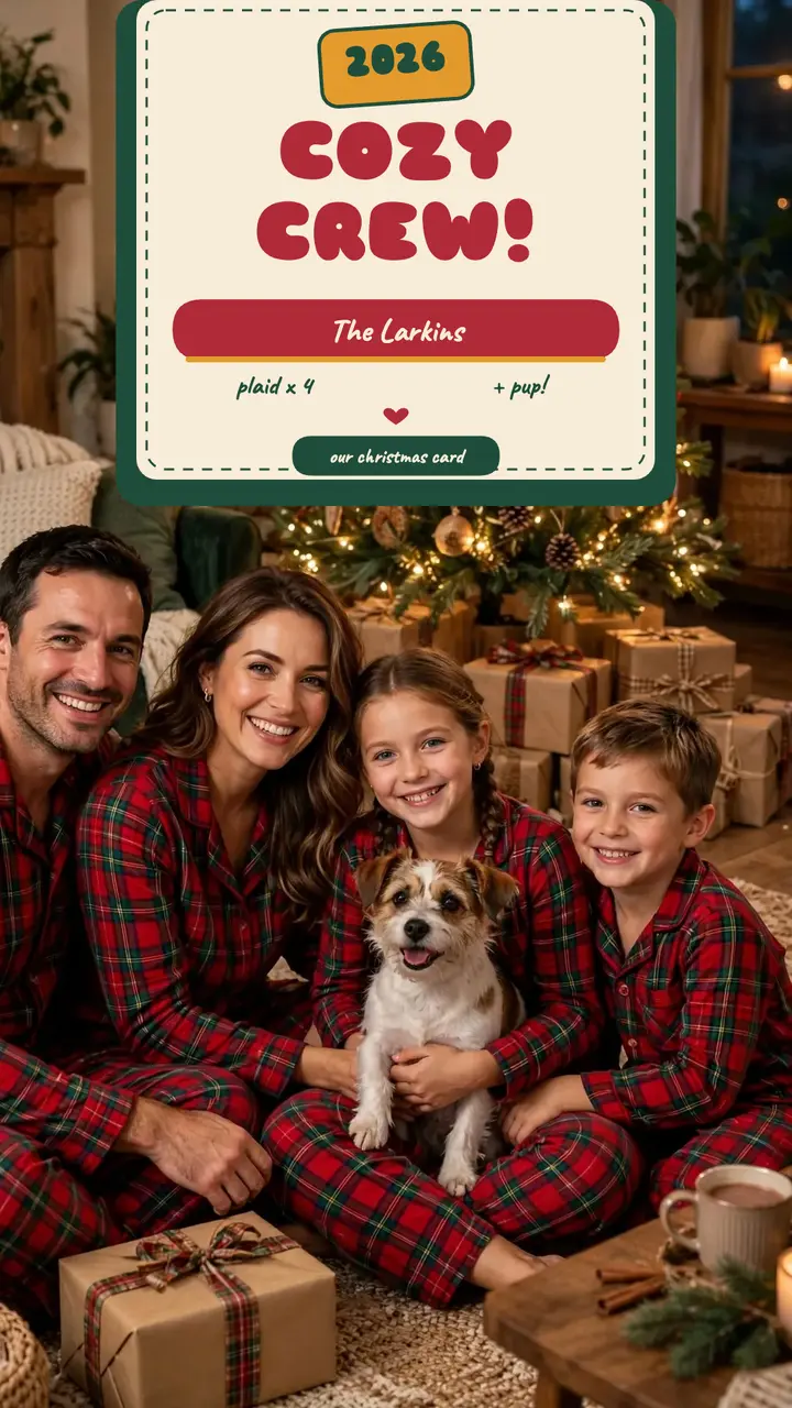 Larkins plaid pajamas Christmas story template