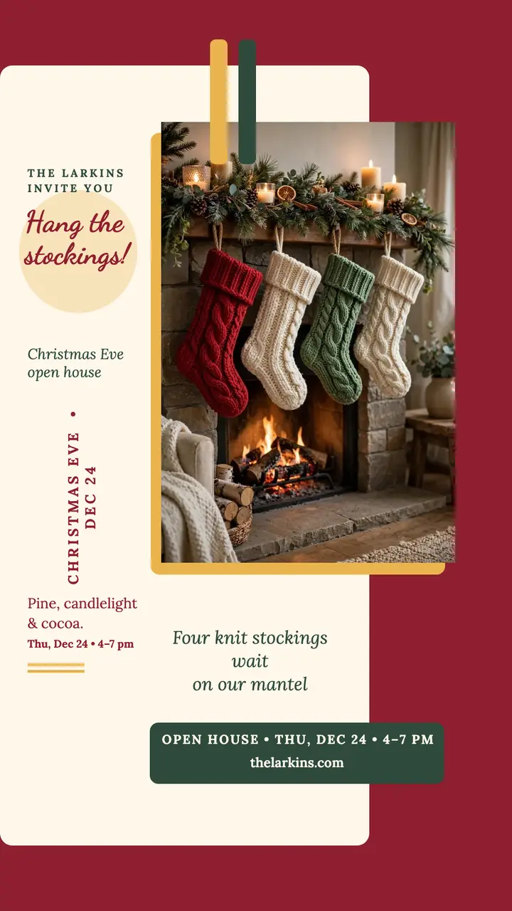 Larkins Christmas mantel invitation story template