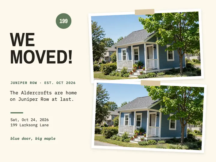 Aldercrofts move joiner slide, Larksong Lane template