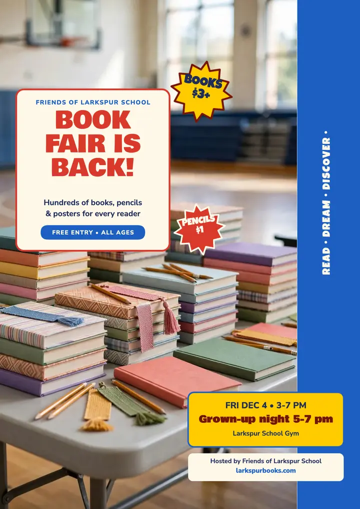Larkspur school book fair flyer template
