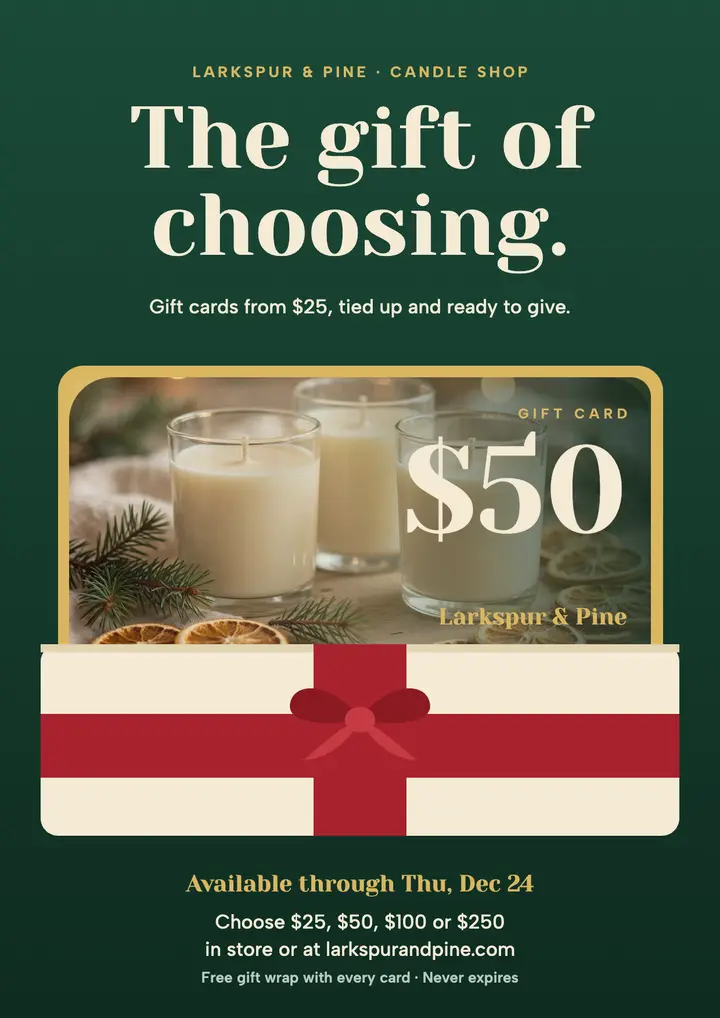 Larkspur and Pine gift card flyer template