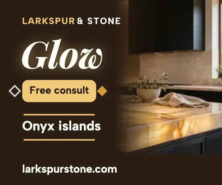 Larkspur and Stone glowing onyx ad template