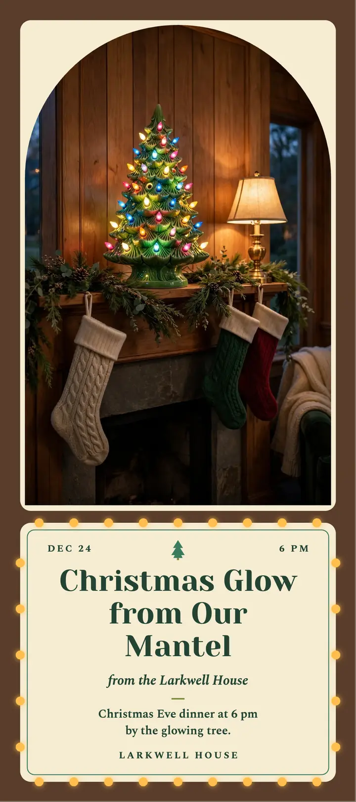 Larkwell House ceramic tree mantel card: christmas mantel card template