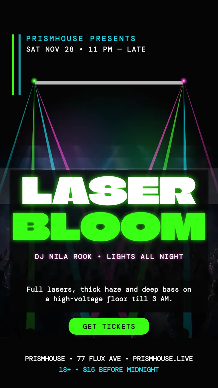 Prismhouse Laserbloom club night story template