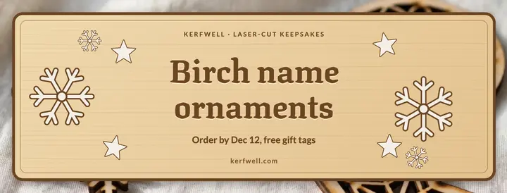 Kerfwell birch name ornaments holiday cover template