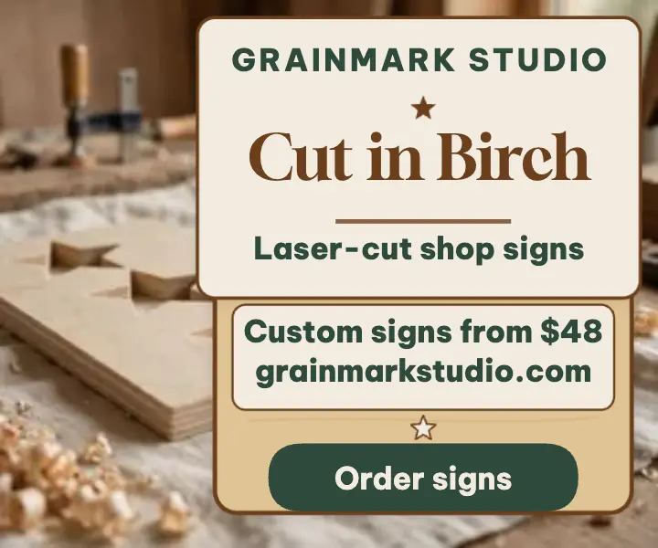 Grainmark custom wooden shop sign ad template