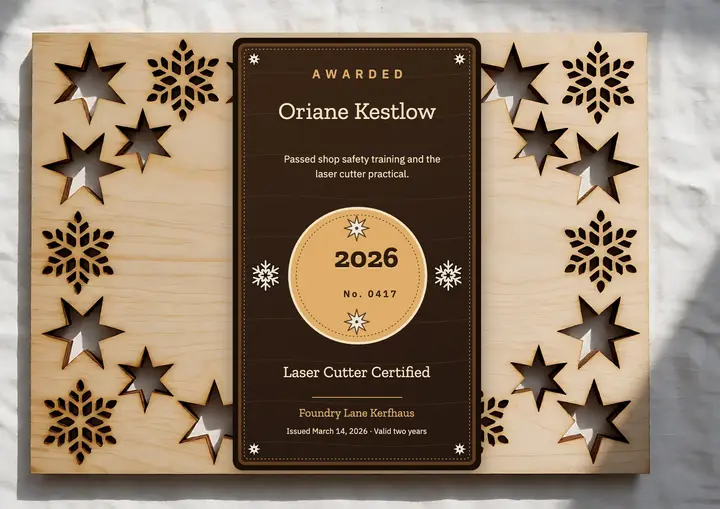 Laser cutter certified shop certificate template
