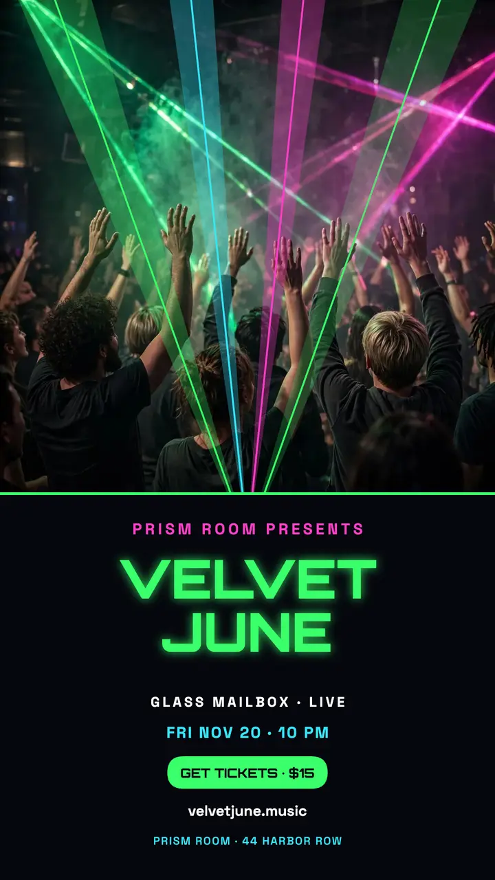Velvet June laser dance club night story template
