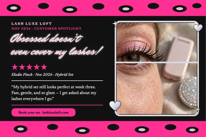 Lash Luxe Loft spotlight, Elodie Finch template