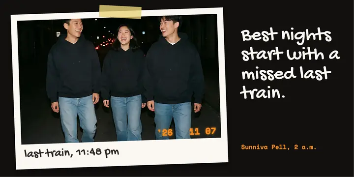 Best nights start with a missed last train quote, direct flash template