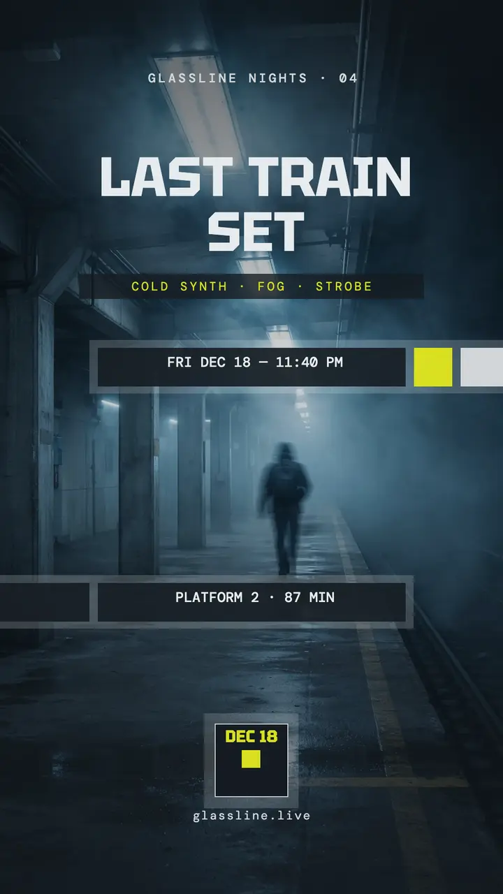 Glassline last train synth night story template