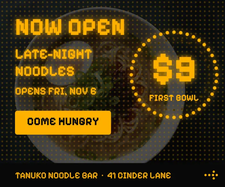 Late-night noodle bar LED display ad template