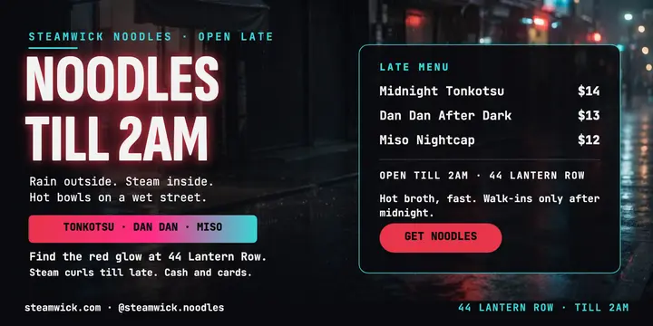 Steamwick late-night noodles post template