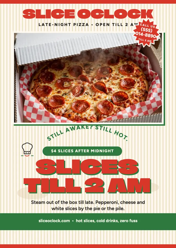 Slice OClock late-night flyer template