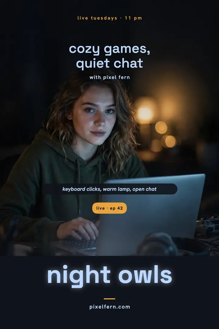 Night Owls cozy stream glow poster template