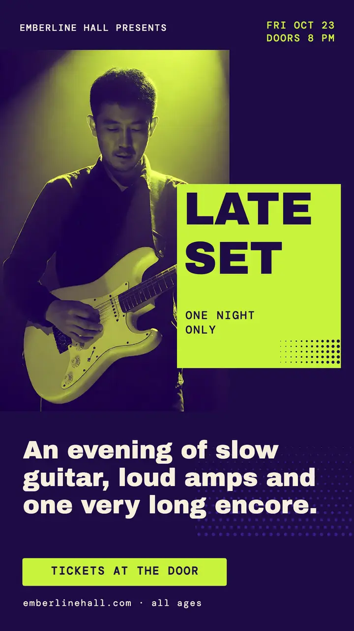 Emberline Hall late set duotone gig story template