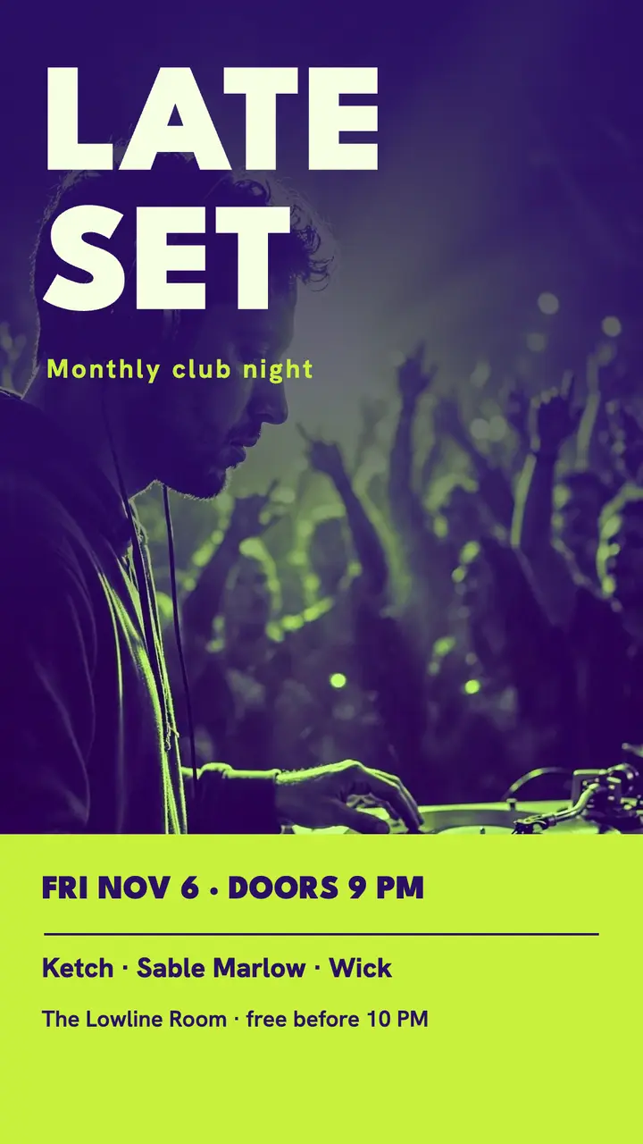 Late Set club night duotone story template