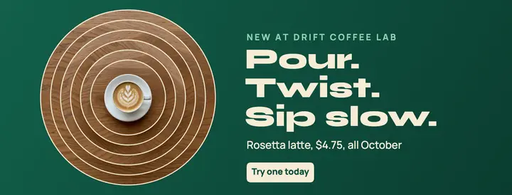 Drift Coffee Lab rosetta latte ring cover template