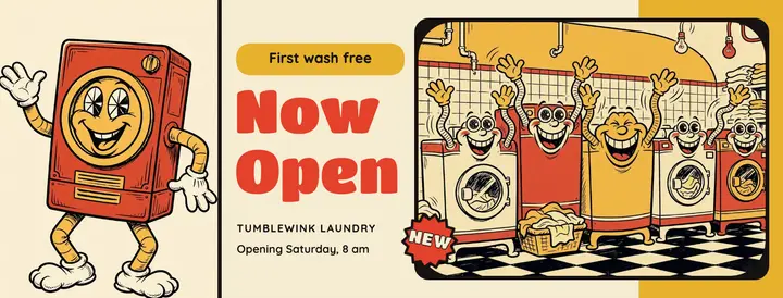 Tumblewink Laundry grand opening Facebook cover template