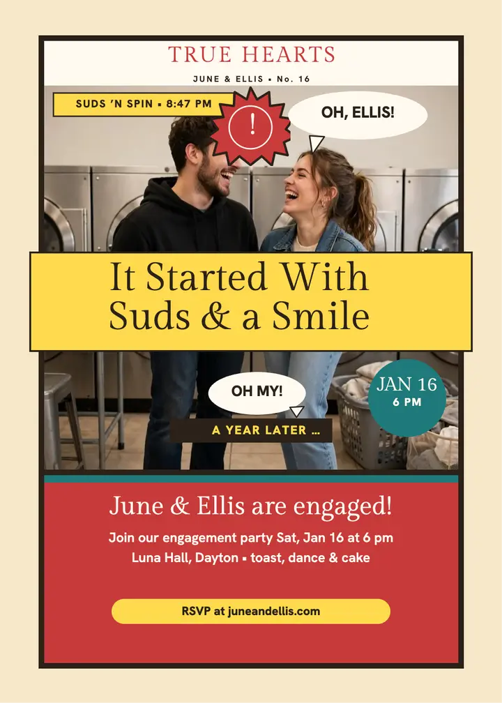 June and Ellis fotonovela engagement template
