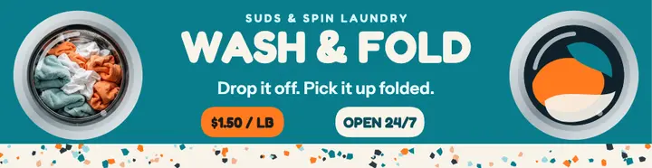 Suds & Spin wash and fold billboard template