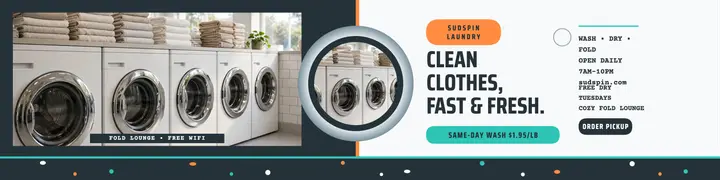 Sudspin Laundry porthole banner template