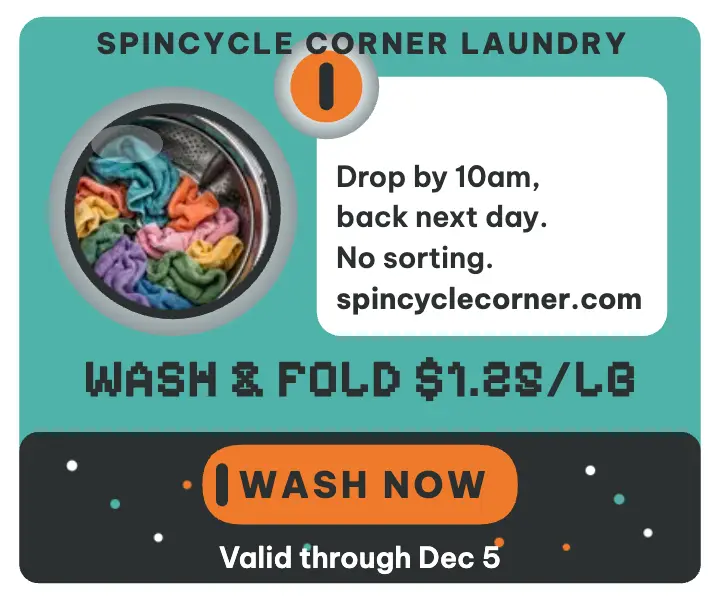 SpinCycle Corner Laundry wash-fold special: laundromat ad template