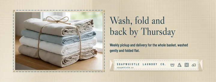 Soapwhistle laundry pickup woven label linen cover template