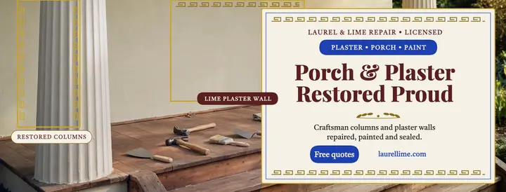 Laurel and Lime porch and plaster cover: home repair facebook cover template
