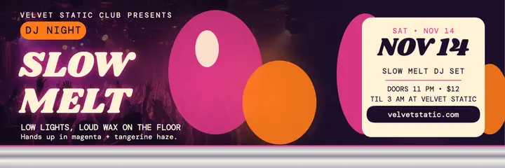 Velvet Static slow melt DJ night header template