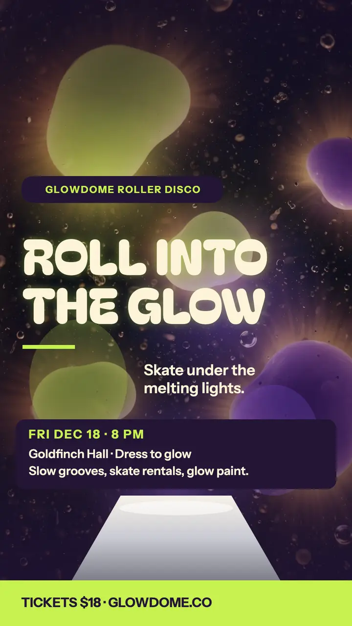Glowdome roller disco glow night story: roller disco story template
