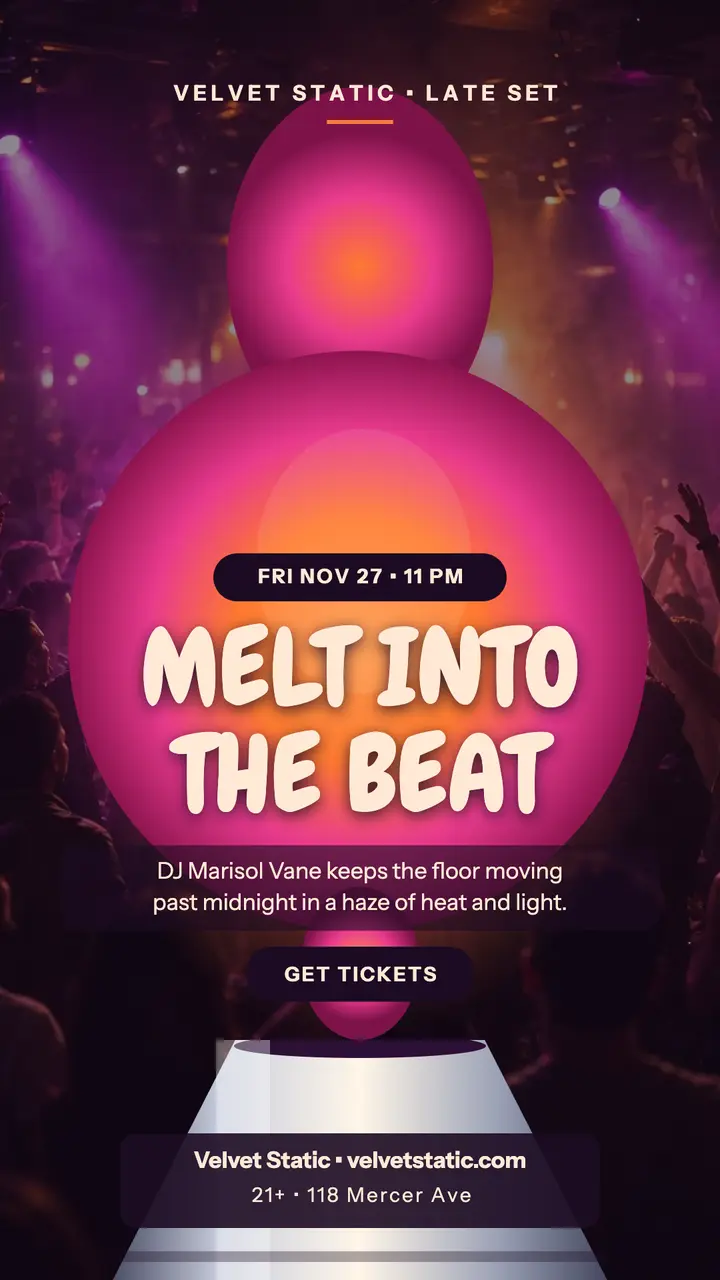 Velvet Static lava glow DJ night story template