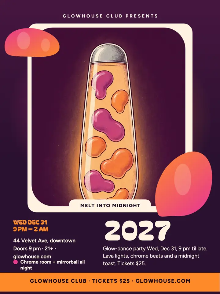 Glowhouse NYE melt into midnight portrait template