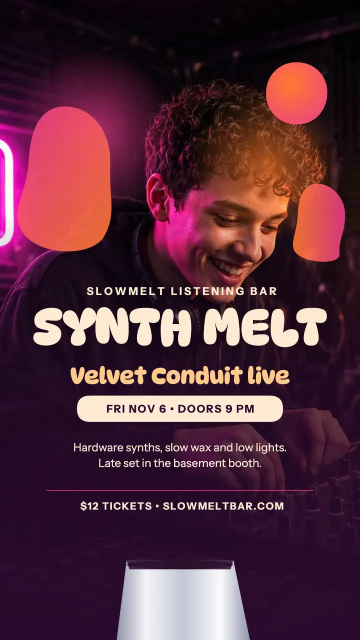 Slowmelt synth night lava glow story template