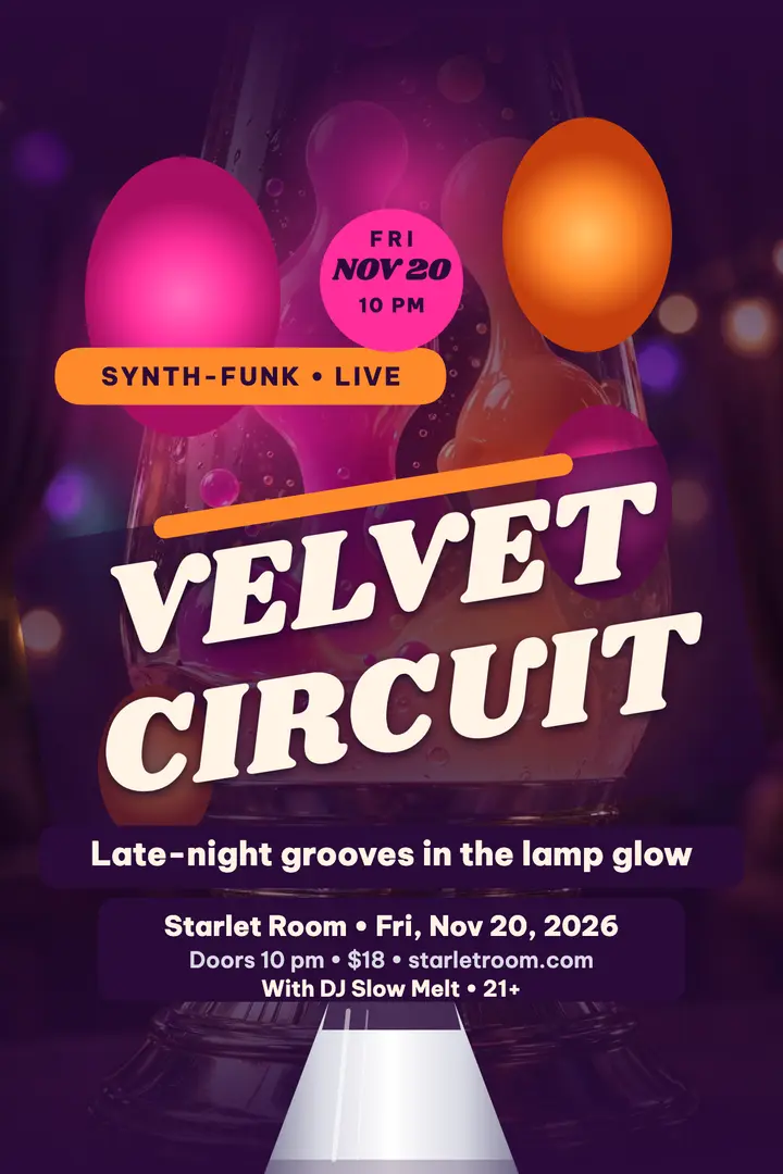 Velvet Circuit synth-funk poster template