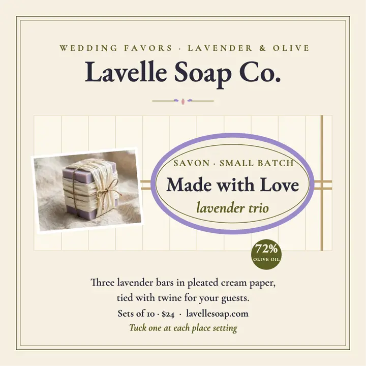 Lavelle Soap wedding favors post template