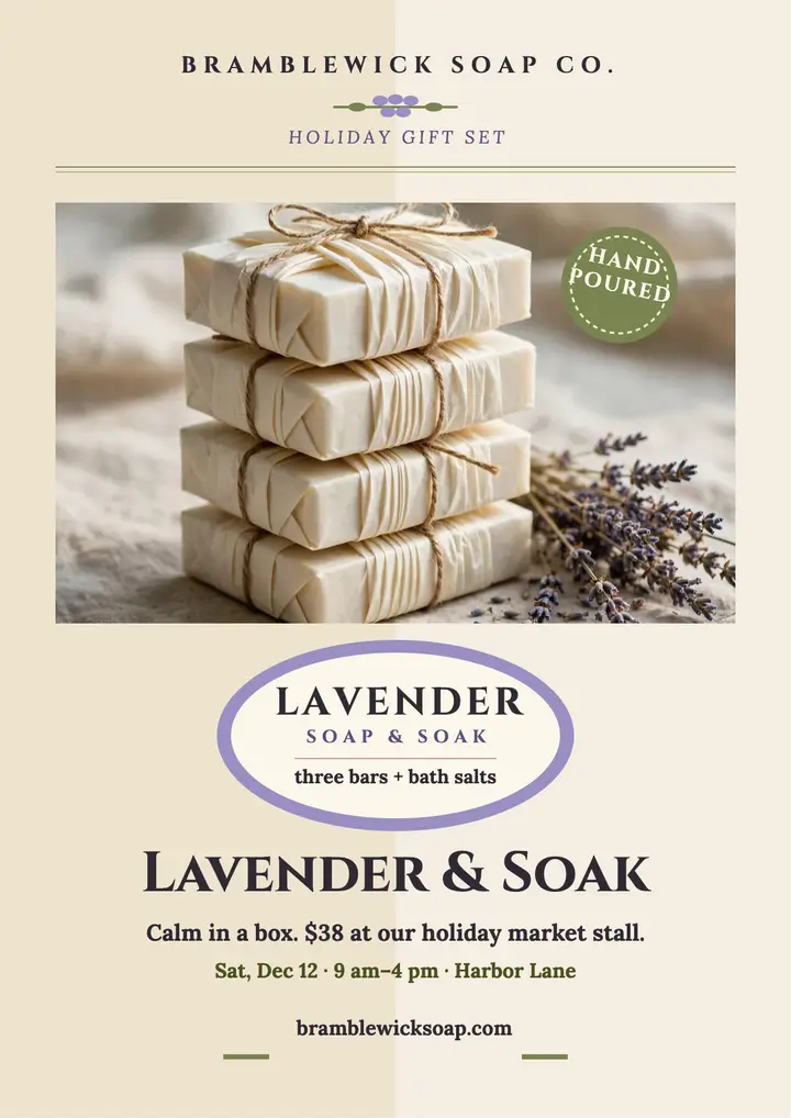 Bramblewick lavender soap gift flyer template