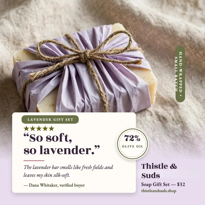 Thistle and Suds lavender soap review template