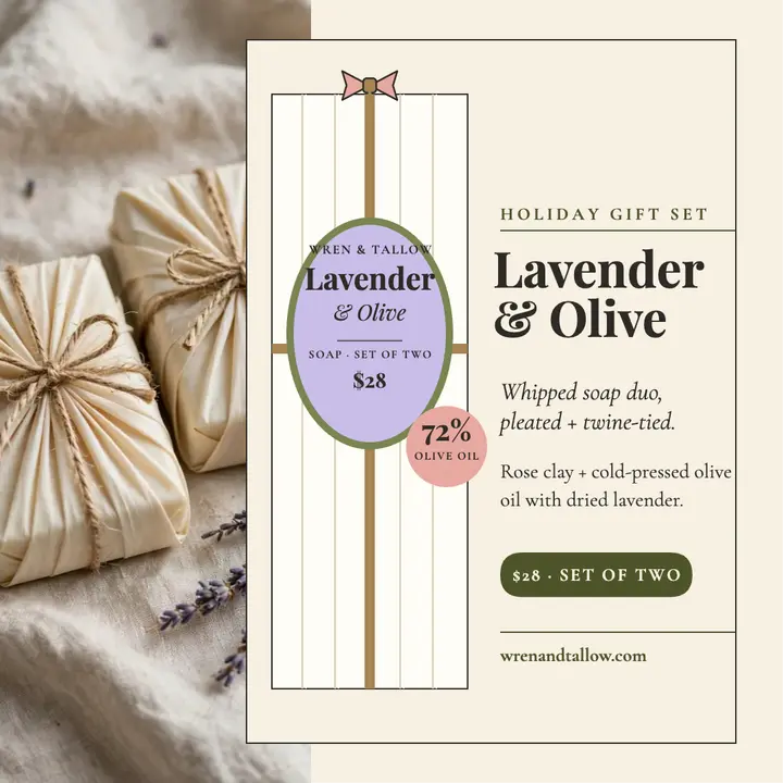 Wren and Tallow lavender olive gift set template