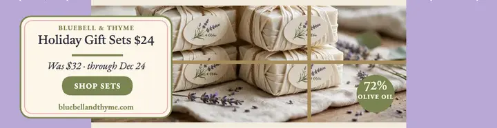 Bluebell and Thyme holiday soap sale billboard template