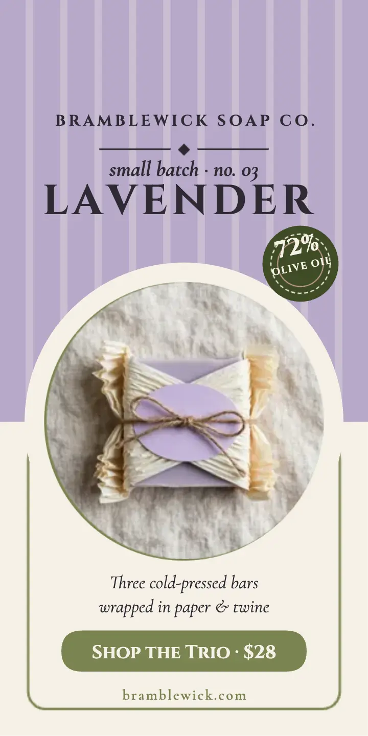Bramblewick Lavender Trio soap gift ad template