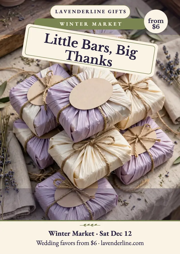 Lavenderline holiday soap favor flyer: soap favor flyer template