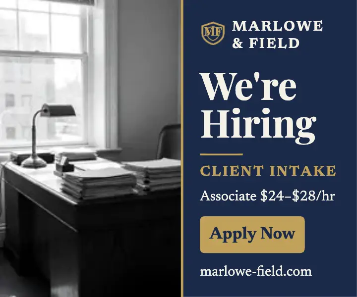 Marlowe and Field hiring ad template