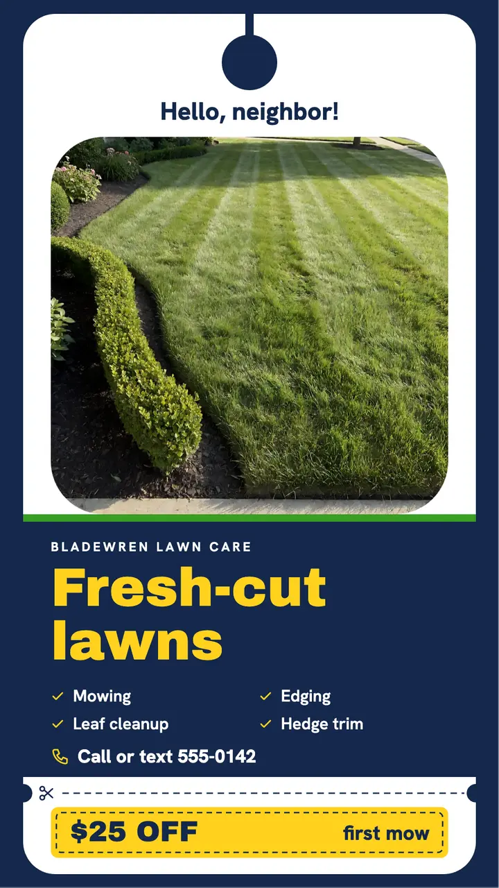 Bladewren lawn care rip-off door hanger story template
