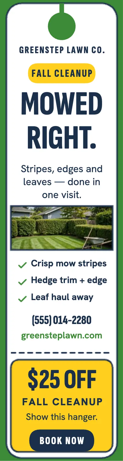 Greenstep lawn door hanger coupon ad template