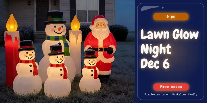 Lawn Glow Night neighborhood invite, blow-mold glow template