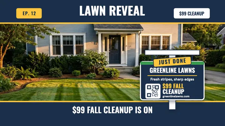 Greenline lawn makeover yard sign thumbnail template