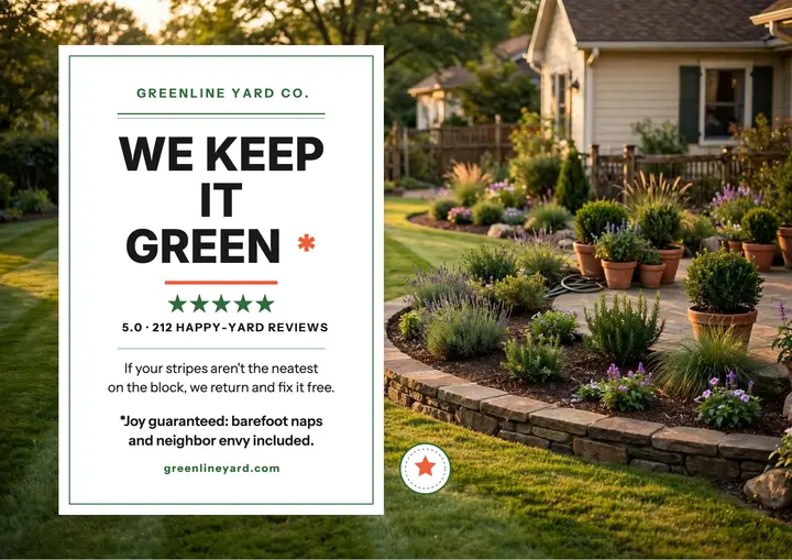 Greenline Yard Co five-star promise certificate template