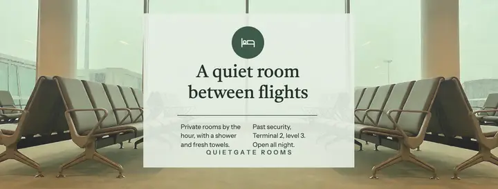 Quietgate layover rooms cover, liminal haze: airport layover rooms facebook cover template